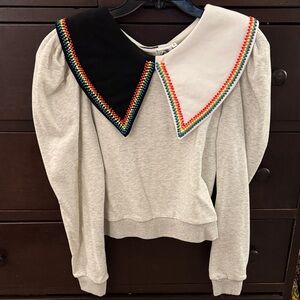 QUEEN OF SPARKLES Grey Top with Colorful Trim